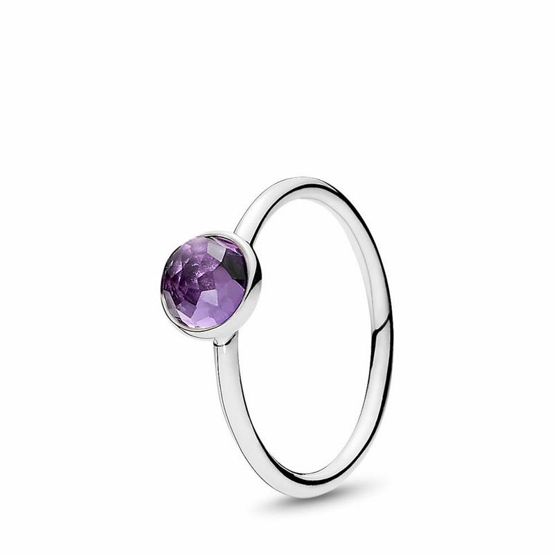 Anillos Apilables Pandora February Droplet Argint/Violet (uabNMYvz)